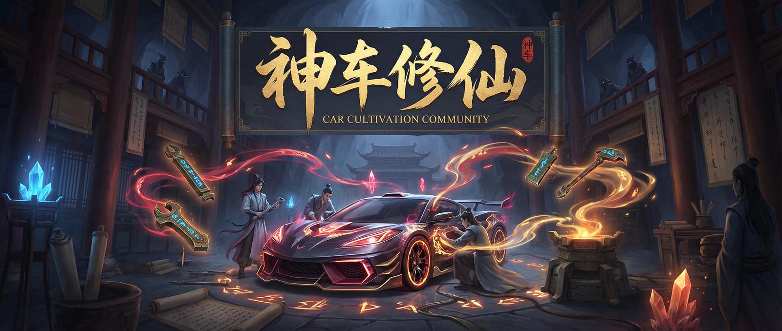 黄色仓库修车改装视频社区Banner